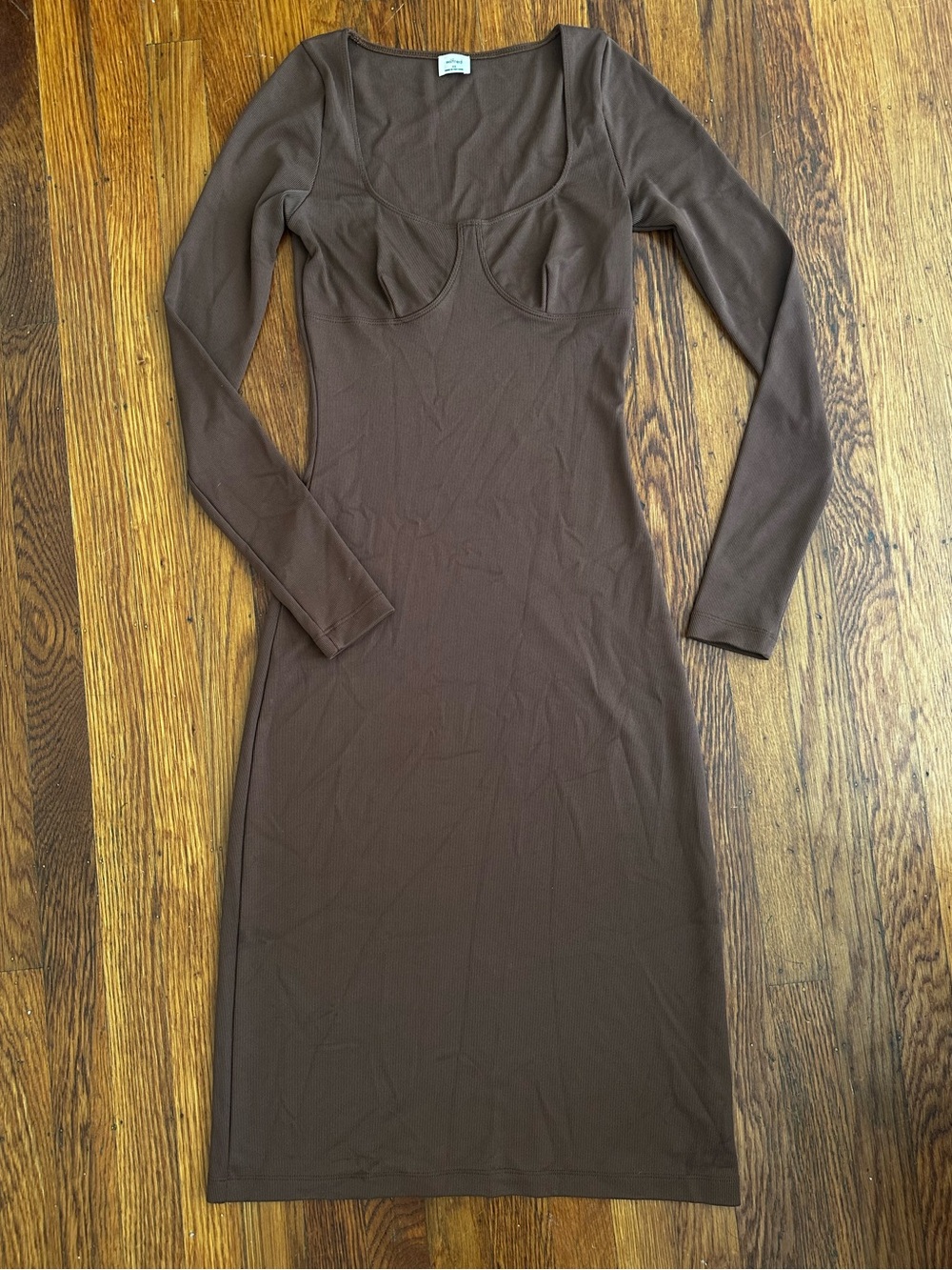 Wilfred Chocolate Brown Long-Sleeve Midi Dress
